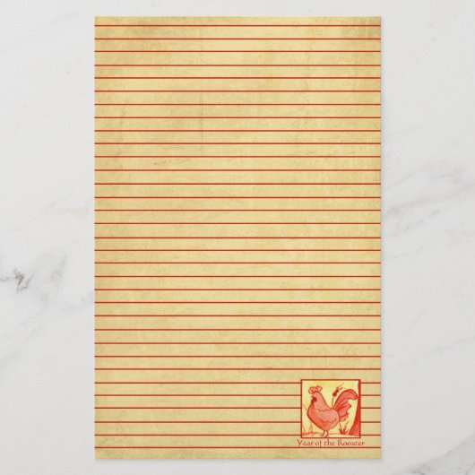 Chinesisches Neujahr der Rooster Red Lined Briefpapier (Vorderseite)