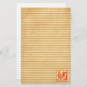 Chinesisches Neujahr der Rooster Red Lined Briefpapier (Vorne/Hinten)