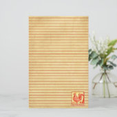 Chinesisches Neujahr der Rooster Red Lined Briefpapier (Stehend Vorderseite)