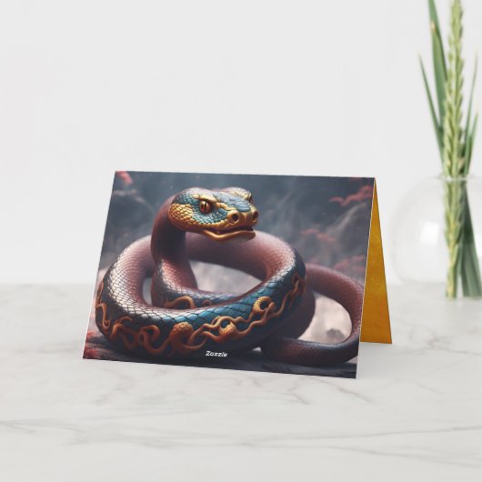 Chinesisches Neujahr der Schlange 2025 Holz HGC2 Karte (Rückseite)