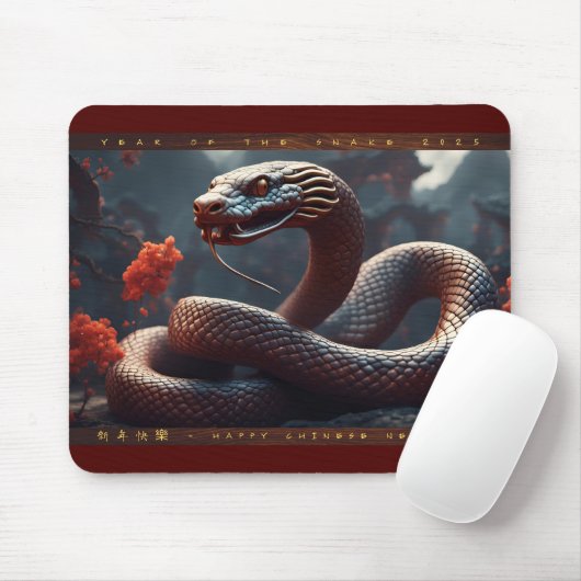 Chinesisches Neujahr der Schlange 2025 Holz MP1 Mousepad (Mit Mouse)