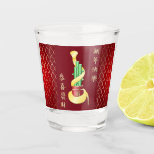 Chinesisches Neujahr der Schlange 2025 Lucky Bambo Schnapsglas
