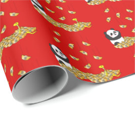 Chinesisches Neujahr der Schlange 2025 Panda Geschenkpapier