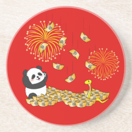 Chinesisches Neujahr der Schlange 2025 Panda Getränkeuntersetzer