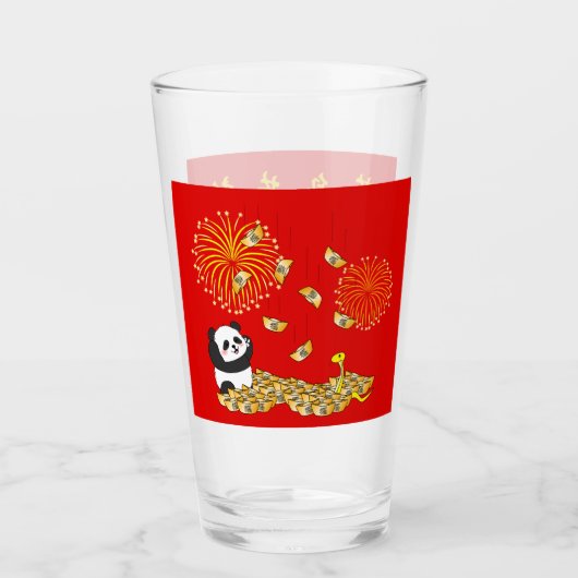 Chinesisches Neujahr der Schlange 2025 Panda Glas (Vorderseite)