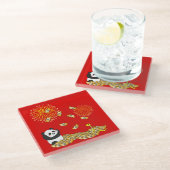 Chinesisches Neujahr der Schlange 2025 Panda Glasuntersetzer (Schrägansicht)