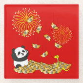 Chinesisches Neujahr der Schlange 2025 Panda Glasuntersetzer (Vorderseite)