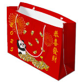 Chinesisches Neujahr der Schlange 2025 Panda Große Geschenktüte (Rückseite Schrägansicht)