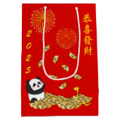 Chinesisches Neujahr der Schlange 2025 Panda Mittlere Geschenktüte (Rückseite)