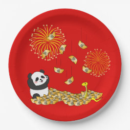 Chinesisches Neujahr der Schlange 2025 Panda Pappteller