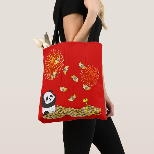 Chinesisches Neujahr der Schlange 2025 Panda Tasche (Von Nahem)