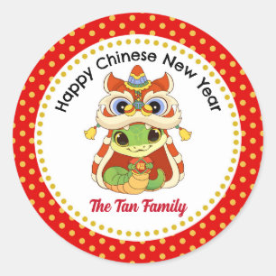 Chinesisches Neujahr der Schlange Niedlich Runder Aufkleber