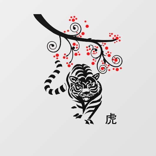 Chinesisches Neujahr der Tiger- und Rothalbblüten Fensteraufkleber (Blatt)