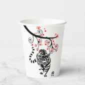 Chinesisches Neujahr der Tiger- und Rothalbblüten Pappbecher (Rückseite)