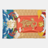 Chinesisches Neujahr des Drachen 2024 Fu-Ideogramm Geschirrtuch (Horizontal)