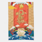 Chinesisches Neujahr des Drachen 2024 Fu-Ideogramm Geschirrtuch (Vertikal)