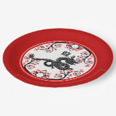 Chinesisches Neujahr des Drachen und der Roten Blü Pappteller (Schrägansicht)