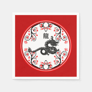 Chinesisches Neujahr des Drachen und der Roten Blü Serviette