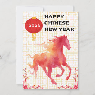 Chinesisches Neujahr des Feuerpferdes 2026 Feiertagskarte