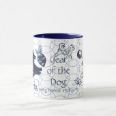 Chinesisches Neujahr des Hundes Blue Zodiac Artist Tasse (Zentrum)