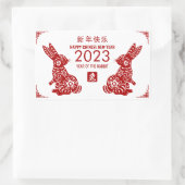 Chinesisches Neujahr des Kaninchens 2023 Rechteckiger Aufkleber (Tasche)