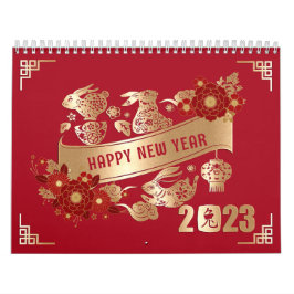Chinesisches Neujahr des Kaninchens 2023 Red Gold Kalender