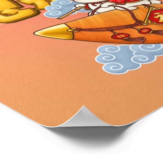 Chinesisches Neujahr des Kaninchens Poster (Ecke)