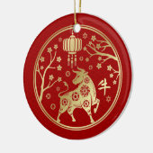 Chinesisches Neujahr des Ochs 2021 Keramik Ornament (Links)