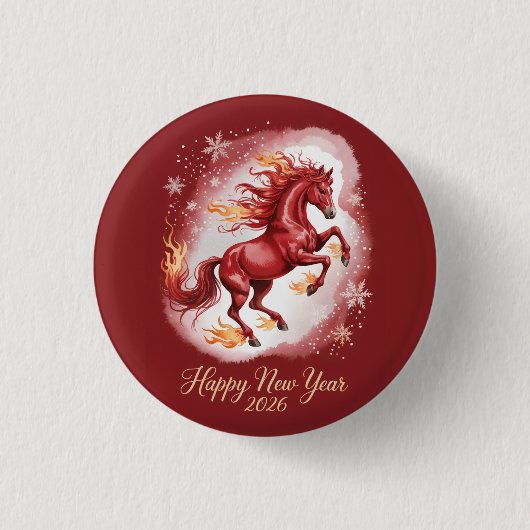 Chinesisches Neujahr des Pferdes 2026 Button (Vorderseite)