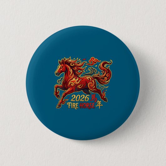 Chinesisches Neujahr des Pferdes 2026 Feuerpferd C Button (Vorderseite)