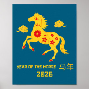 Chinesisches Neujahr des Pferdes 2026 für Frauen C Poster
