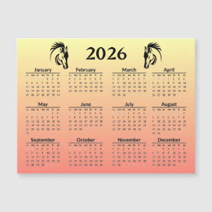 Chinesisches Neujahr des Pferdes 2026 Kalender Magnetkarte