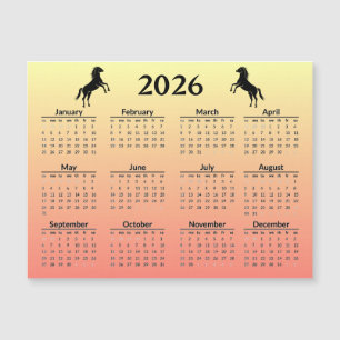 Chinesisches Neujahr des Pferdes 2026 Kalender Magnetkarte