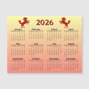 Chinesisches Neujahr des Pferdes 2026 Kalender Magnetkarte
