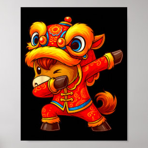 Chinesisches Neujahr des Pferdes Funny Dabbing Poster