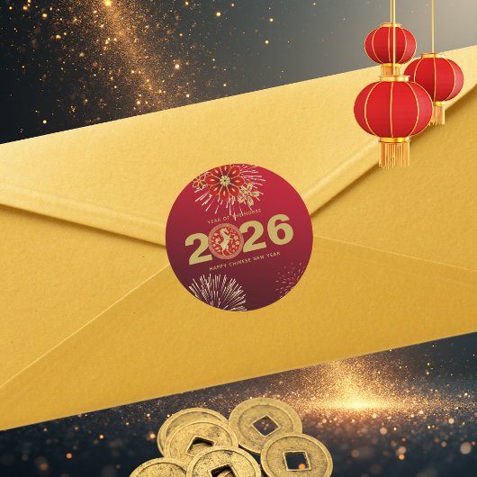 Chinesisches Neujahr des Pferdes Gold Rot Runder Aufkleber