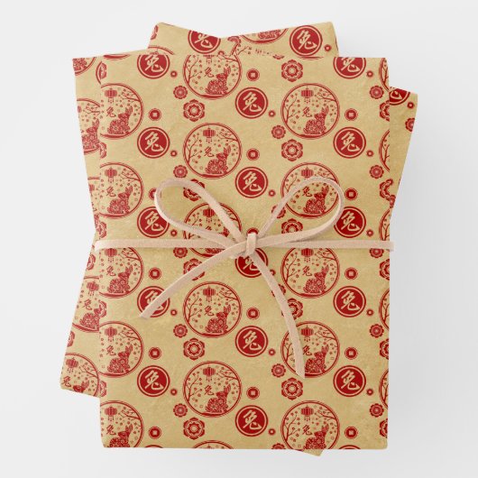 Chinesisches Neujahr des Rabbit-Umschlagpapiers 20 Geschenkpapier Set (Beispiel)