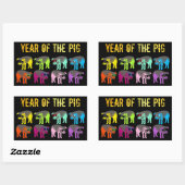 Chinesisches Neujahr des Schweinefleischrechtecks  Rechteckiger Aufkleber (Blatt)