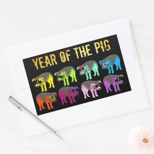 Chinesisches Neujahr des Schweinefleischrechtecks Rechteckiger Aufkleber (Umschlag)