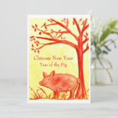 Chinesisches Neujahr des Schweinefleischs Rot Einladung (Stehend Vorderseite)