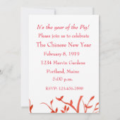 Chinesisches Neujahr des Schweinefleischs Rot Einladung (Rückseite)
