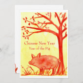 Chinesisches Neujahr des Schweinefleischs Rot Einladung (Vorne/Hinten)