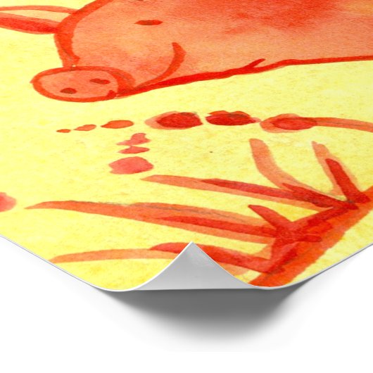 Chinesisches Neujahr des Schweinezuchttierrotes Poster (Ecke)