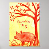 Chinesisches Neujahr des Schweinezuchttierrotes Poster (Vorne)