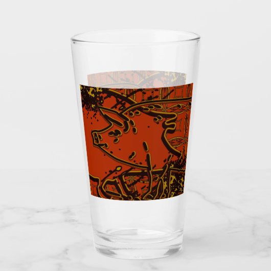 Chinesisches Neujahr des Schweins 2019 - Rot & Gol Glas (Vorderseite)