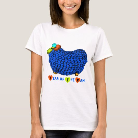 Chinesisches Neujahr des "Sheep Blue Big Ram" T-Shirt (Vorderseite)