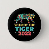 Chinesisches Neujahr des Tiger 2022 - Mandala Button (Vorderseite)