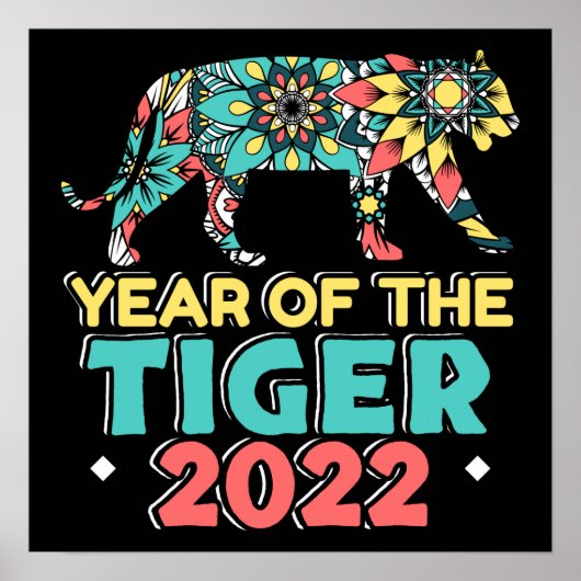 Chinesisches Neujahr des Tiger 2022 - Mandala Poster (Vorne)