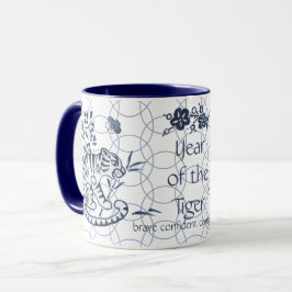Chinesisches Neujahr des Tiger Zodiac Artistic Blu Tasse