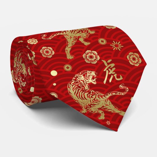 Chinesisches Neujahr des Tigers 2022 Krawatte (Gerollt)